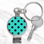 Polka Dots - Black on Turquoise Nail Clippers Key Chain