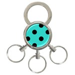 Polka Dots - Black on Turquoise 3-Ring Key Chain