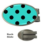 Polka Dots - Black on Turquoise Money Clip (Oval)