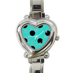 Polka Dots - Black on Turquoise Heart Italian Charm Watch