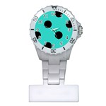 Polka Dots - Black on Turquoise Nurses Watch