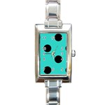 Polka Dots - Black on Turquoise Rectangle Italian Charm Watch