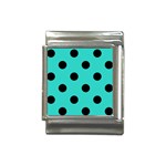 Polka Dots - Black on Turquoise Italian Charm (13mm)