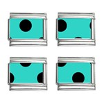 Polka Dots - Black on Turquoise 9mm Italian Charm (4 pack)