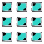 Polka Dots - Black on Turquoise Mega Link Italian Charm (9 pack)