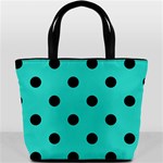 Polka Dots - Black on Turquoise Bucket Bag