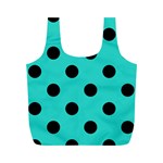 Polka Dots - Black on Turquoise Full Print Recycle Bag (M)
