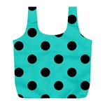 Polka Dots - Black on Turquoise Full Print Recycle Bag (L)