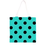Polka Dots - Black on Turquoise Grocery Light Tote Bag