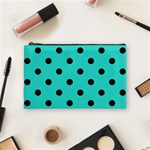 Polka Dots - Black on Turquoise Cosmetic Bag (M)