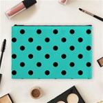 Polka Dots - Black on Turquoise Cosmetic Bag (L)