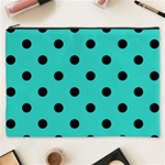 Polka Dots - Black on Turquoise Cosmetic Bag (XXXL)