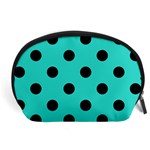 Polka Dots - Black on Turquoise Accessory Pouch (Large)