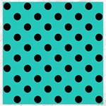Polka Dots - Black on Turquoise Canvas 16  x 16 