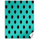 Polka Dots - Black on Turquoise Canvas 18  x 24 