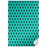 Polka Dots - Black on Turquoise Canvas 24  x 36 