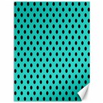 Polka Dots - Black on Turquoise Canvas 36  x 48 