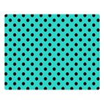 Polka Dots - Black on Turquoise Double Sided Flano Blanket (Large)