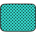 Polka Dots - Black on Turquoise Double Sided Fleece Blanket (Mini)