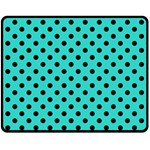 Polka Dots - Black on Turquoise Fleece Blanket (Medium) (One Side)