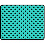 Polka Dots - Black on Turquoise Double Sided Fleece Blanket (Medium) (Two Sides)