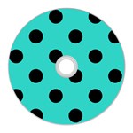 Polka Dots - Black on Turquoise CD Wall Clock