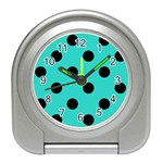 Polka Dots - Black on Turquoise Desk Alarm Clock