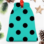 Polka Dots - Black on Turquoise Bell Ornament (Two Sides)