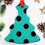Polka Dots - Black on Turquoise Christmas Tree Ornament (Two Sides)