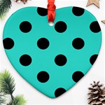 Polka Dots - Black on Turquoise Ornament (Heart)