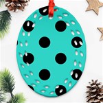 Polka Dots - Black on Turquoise Ornament (Bell) Ornament (Oval Filigree)