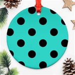 Polka Dots - Black on Turquoise Ornament (Round)