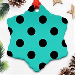 Polka Dots - Black on Turquoise Ornament (Snowflake)