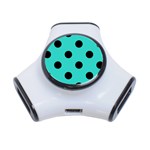 Polka Dots - Black on Turquoise Portable USB Hub (One Side)