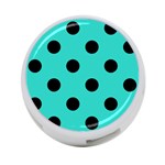 Polka Dots - Black on Turquoise 4-Port USB Hub (One Side)