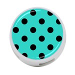 Polka Dots - Black on Turquoise 4-Port USB Hub (Two Sides)