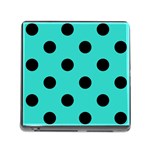 Polka Dots - Black on Turquoise Memory Card Reader (Square)