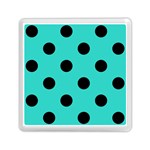 Polka Dots - Black on Turquoise Memory Card Reader with Storage (Square)