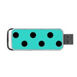 Polka Dots - Black on Turquoise Portable USB Flash (Two Sides)