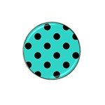 Polka Dots - Black on Turquoise Hat Clip Ball Marker