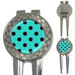 Polka Dots - Black on Turquoise 3-in-1 Golf Divot