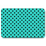 Polka Dots - Black on Turquoise Large Doormat