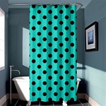 Polka Dots - Black on Turquoise Shower Curtain 36  x 72  (Stall)