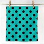 Polka Dots - Black on Turquoise Face Towel