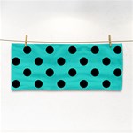 Polka Dots - Black on Turquoise Hand Towel