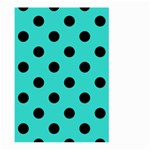 Polka Dots - Black on Turquoise Large Garden Flag (Two Sides)