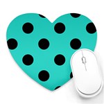 Polka Dots - Black on Turquoise Heart Mousepad