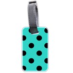 Polka Dots - Black on Turquoise Luggage Tag (Two Sides)
