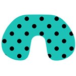 Polka Dots - Black on Turquoise Travel Neck Pillow