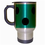 Polka Dots - Black on Turquoise Travel Mug (Silver Gray)